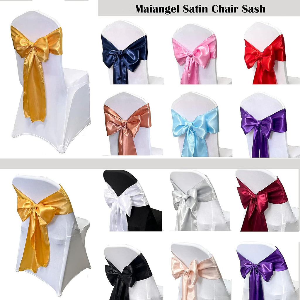 Skiennix Satin Chair Sashes - 50PCS Navy Blue Ribbon Ties for Wedding & Event Decor