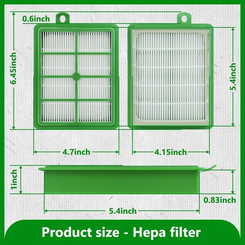 HASMX Hepa Filter Replacement for Electrolux Vacuum Cleaner EL4021A EL4040A EL4042A EL4050B EL4100A EL4101A EL4103A, Replaces Part Numbers EL012, EL012A, S-filter HEPA Vacuum Filter, Green (4-Pack)