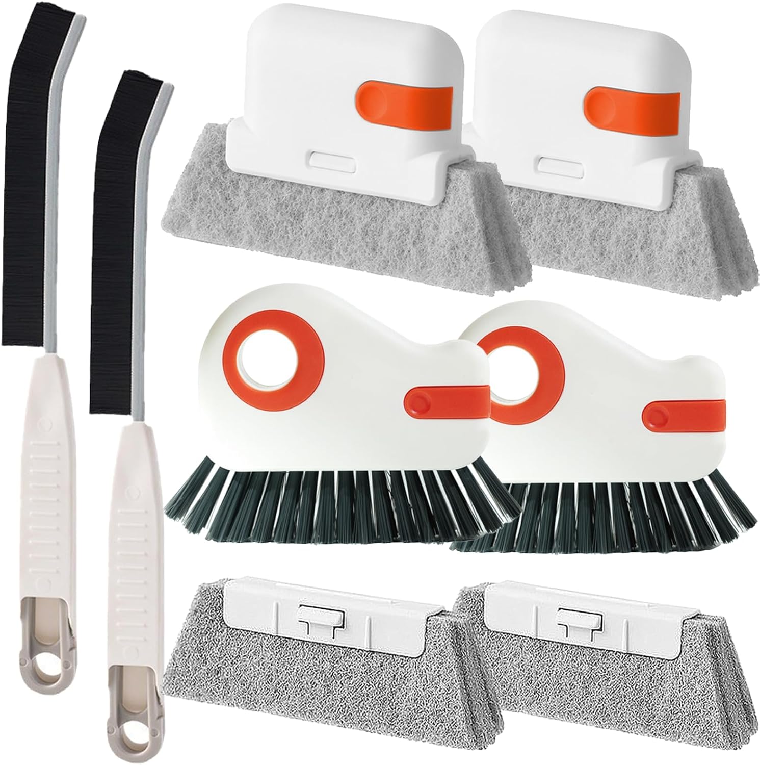 Skiennix Window Sill Cleaner Tool - Hard Bristle Gap Scrub Brush for Home & Bathroom | 8-Piece Set