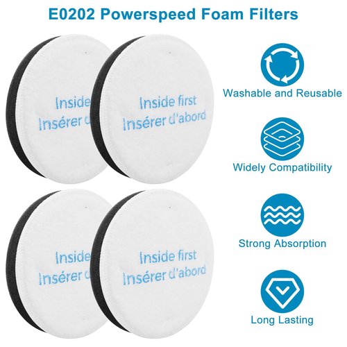 Kaulolado E0202 Power Speed Vacuum Filters for eureka NEU182B, NEU181, NEU182A, NEU188A, NEU192A, NEU180, NEU182, NEU180C,NEU186, NEU188, NEU190, NEU1982, NEU180B, NEU202 Bagless Vacuum Cleaner