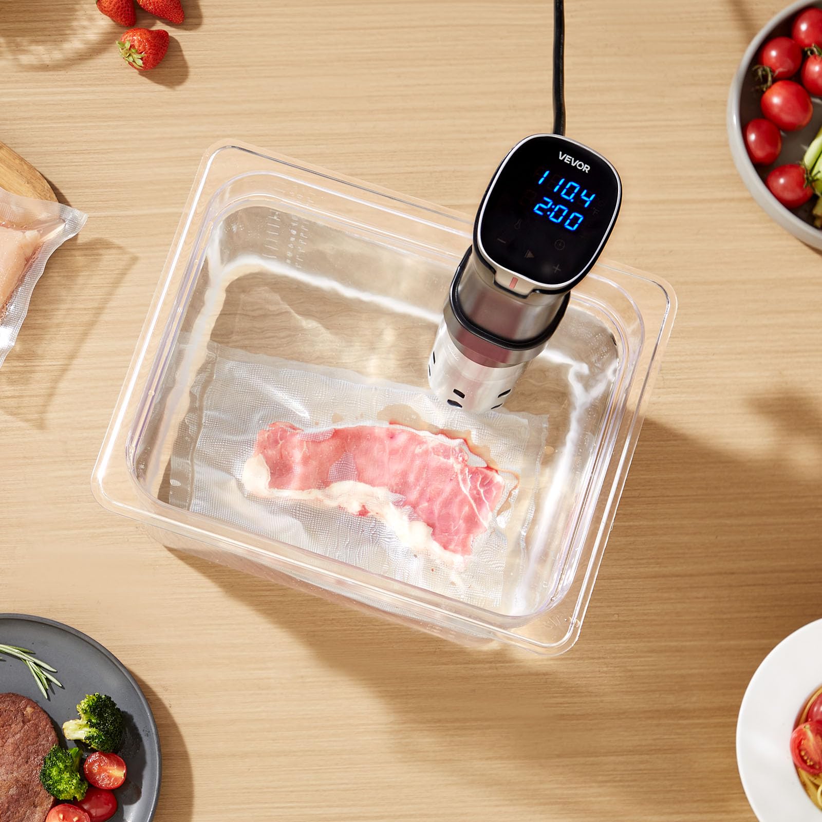 VEVOR Sous Vide Precision Cooker, 1100W Sous-Vide Cooking Machine, WIFI Immersion Circulator with LED Digital Display, Fast-Heating, Accurate Temperature & Timer Control, SUS304 Stainless Steel