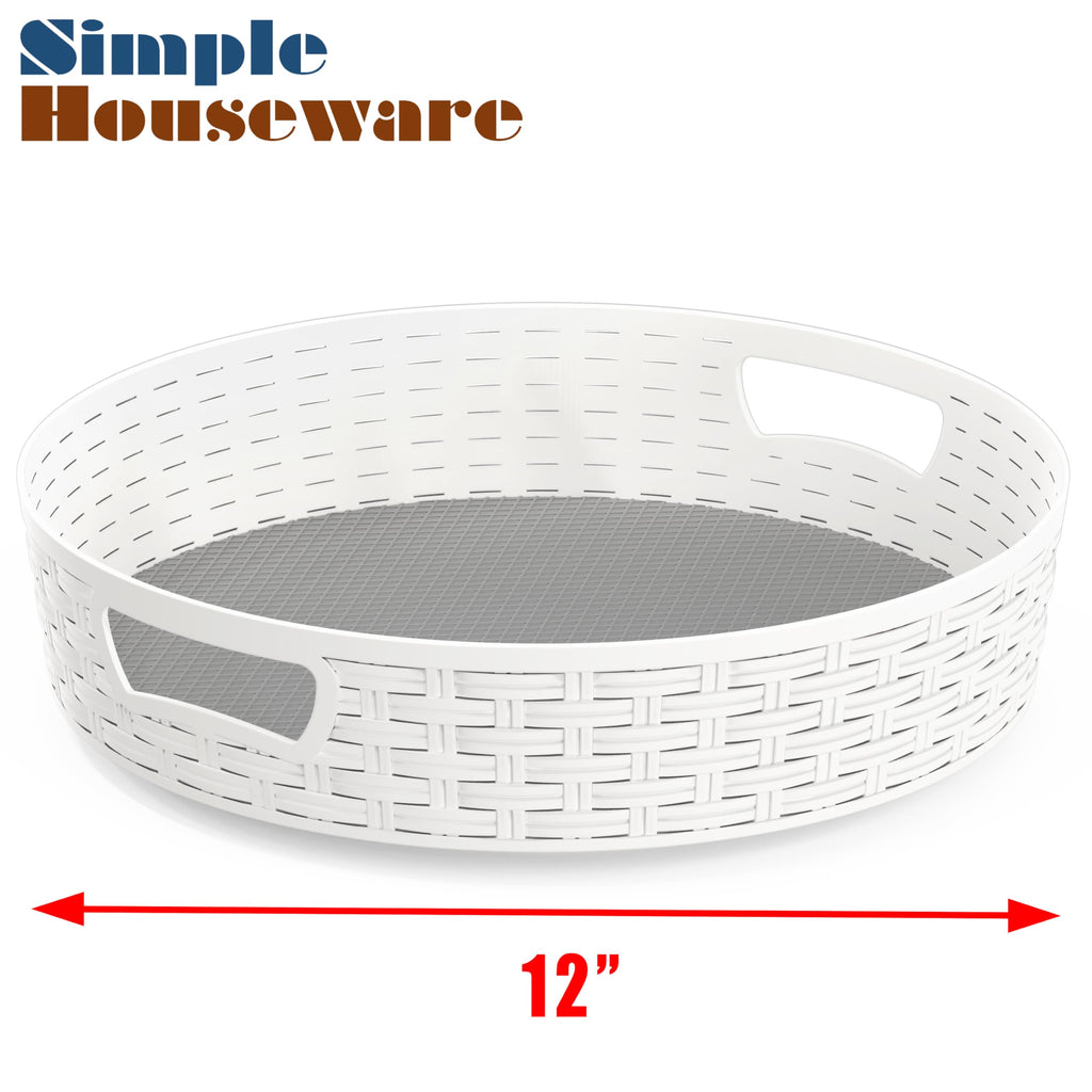 Simple Houseware 12-Inch Non-Skid Storage Lazy Susan Multifunctional Organizer, White