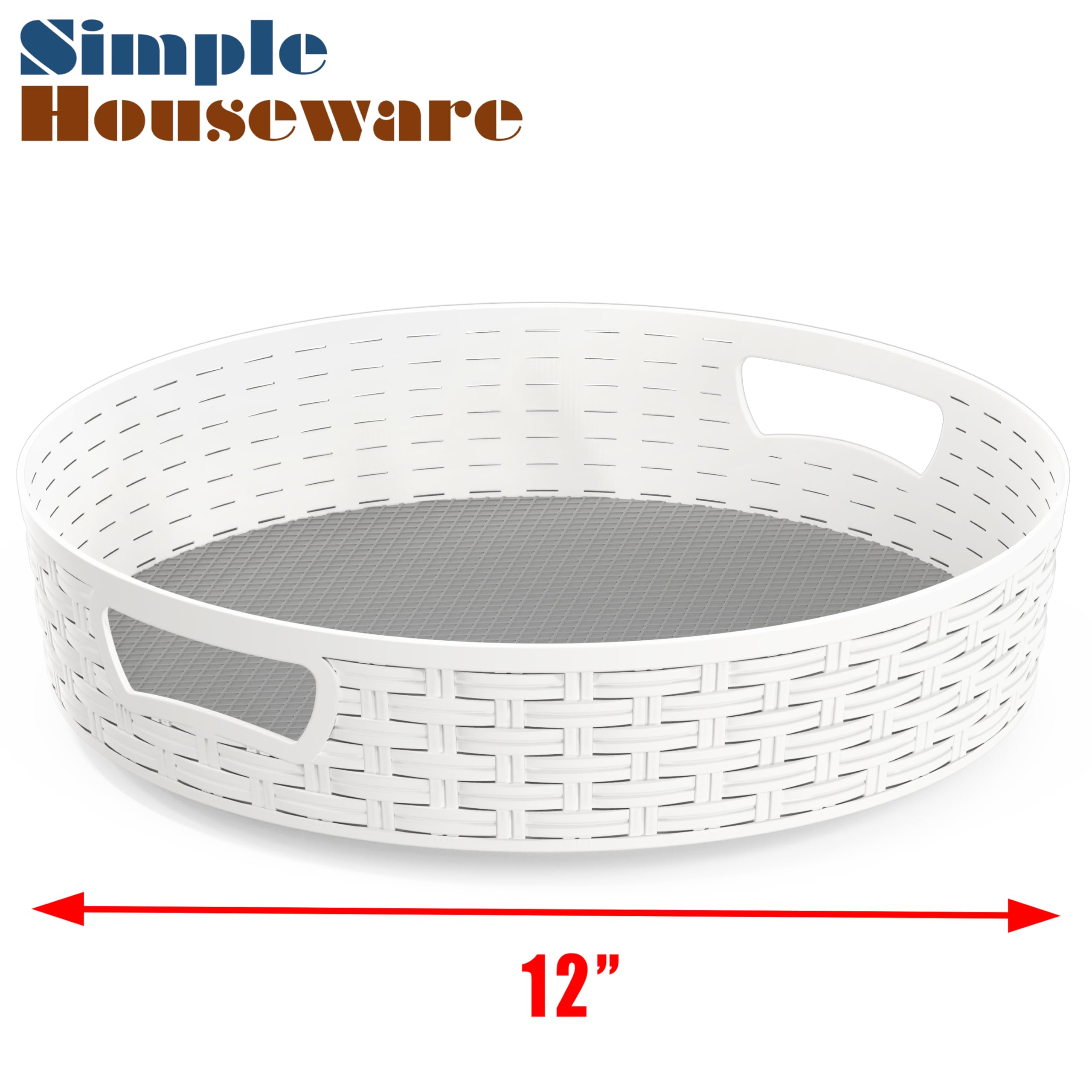 Simple Houseware 12-Inch Non-Skid Storage Lazy Susan Multifunctional Organizer, White