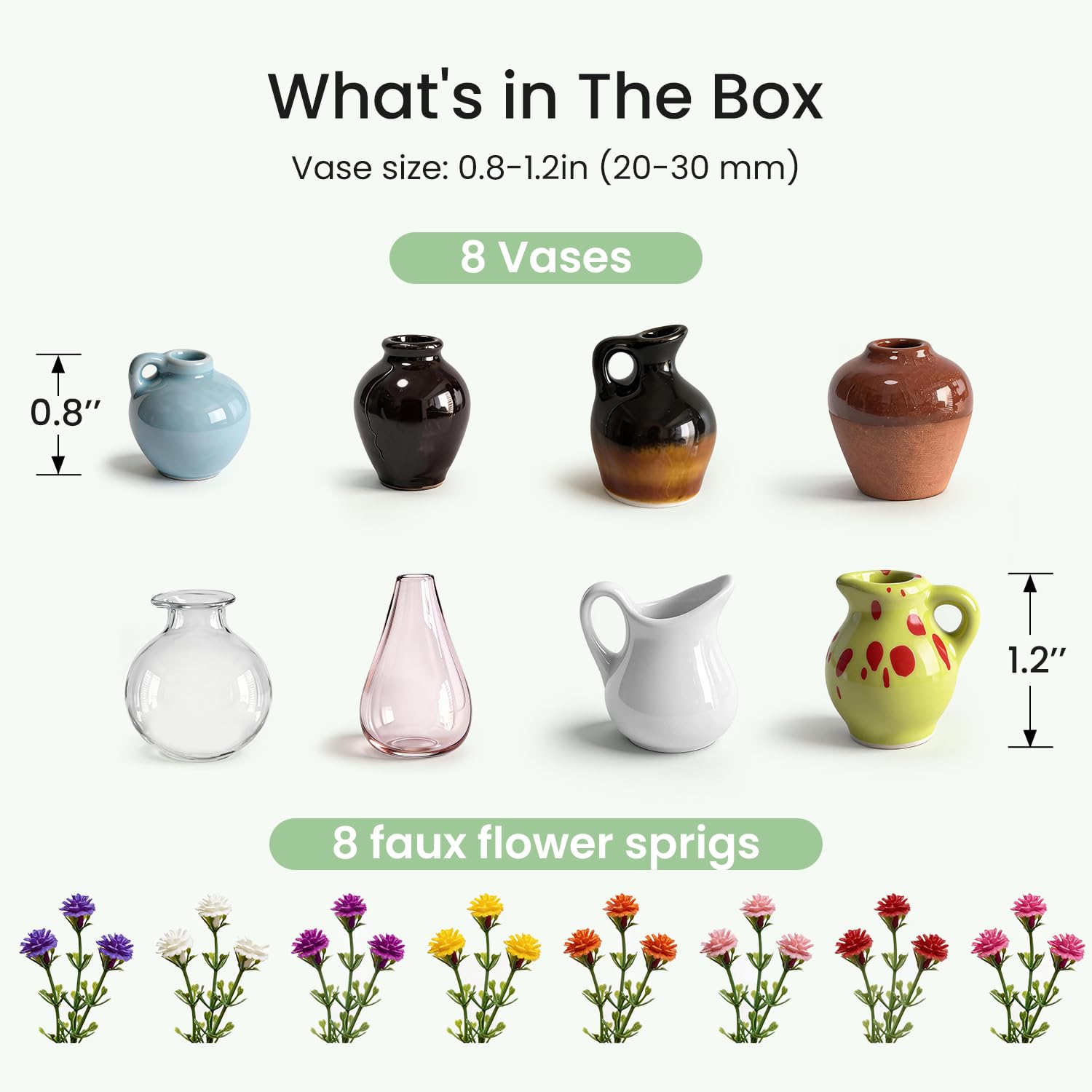 Cute Mini Ceramic Vase Magnets for Fridge, Funny Small Plant Magnets, Tiny 3D Plant Vase for Refrigerator Decoration Kitchen Locker Kitchen Office (8 Pack)