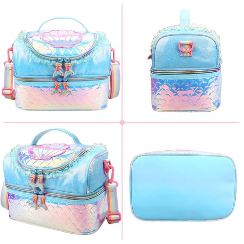 RHCPFOVR Kids Lunch Bag - Double - Decker Cooler Insulated Lunch Box for Boys Girls Women,Washable Lunch Bag with Strap and Reusable Toddler Lunchbox for School and Daycare