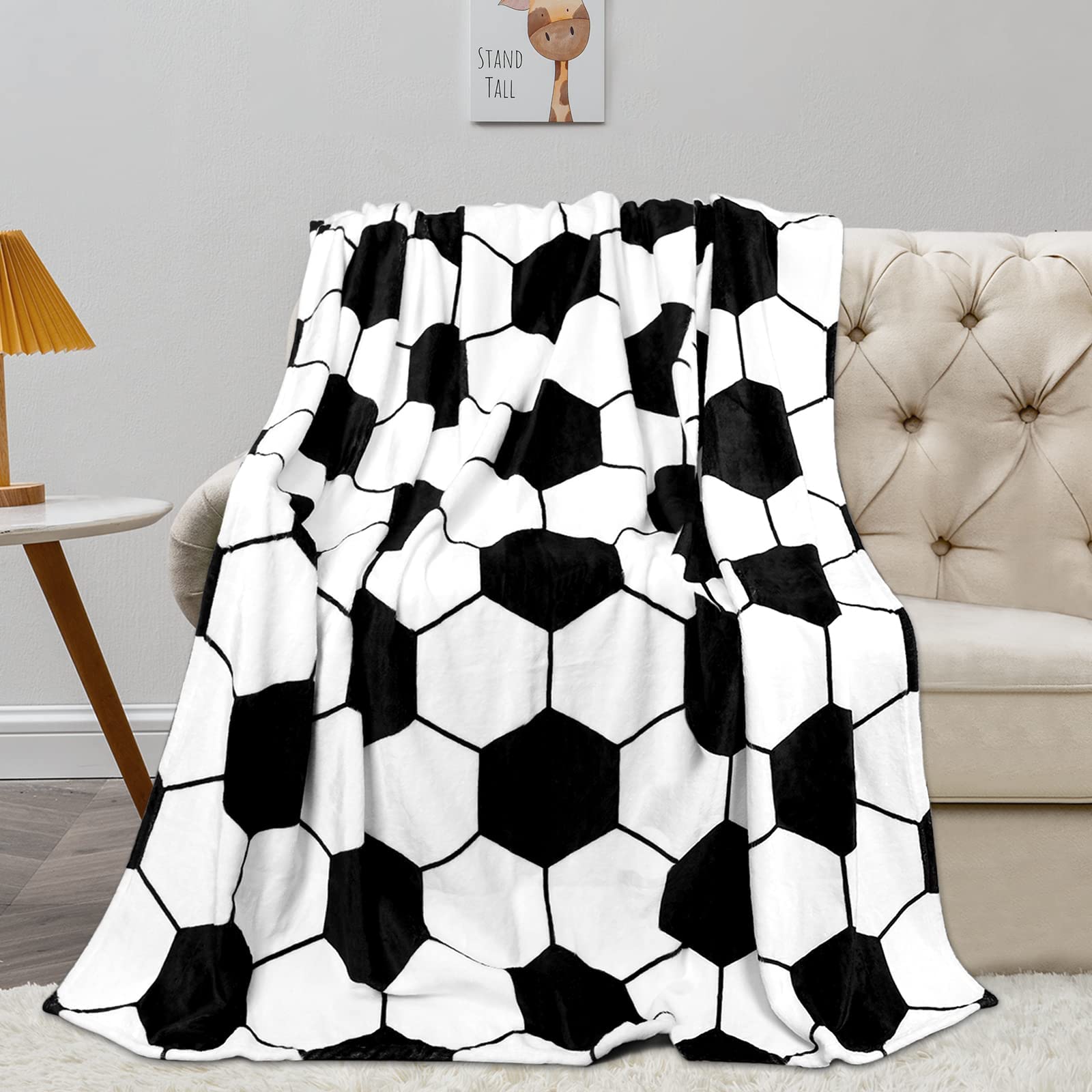 MASTIEE Soccer Blanket, Soccers Gifts for Boys Girls Soccer Lovers, Machine Washable Soft Fleece Throw Blankets for Kids Toddlers Teens, Soccers Decor for Bedroom Lving Room Play Room, 40x50 Inch