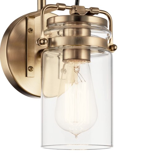 KICHLER Brinley 11.5" 1 Light Wall Sconce with Clear Glass Brushed Nickel