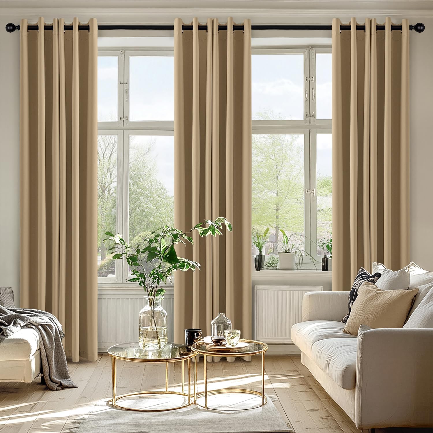 MIULEE Taupe Brown Blackout Curtains - Thermal Insulated Room Darkening Drapes | 72 Inches Long, 2 Panels