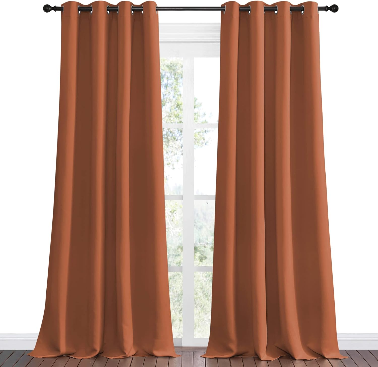 NICETOWN Burnt Orange Blackout Curtains - 55" x 102", 2-Piece Grommet Panels for Modern Dining Room