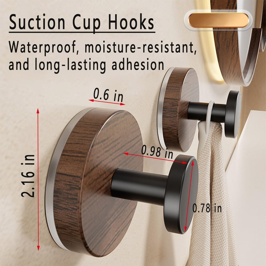 seebemxx Suction Cup Hooks for Shower, 9 PCS Waterproof Towel Hooks for Bathroom Window Glass Door Adhesive Hooks, Bath Robe Looafh Wreath Hooks for Hanging, No Drill Removable & Reusable