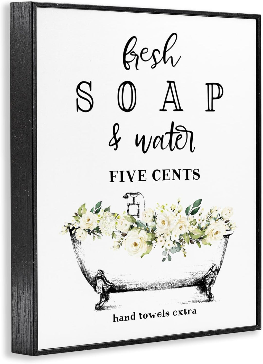 Stupell Industries Framed Giclee Art - Fresh Soap & Water Bath Tub | Black, 11 x 14 Inches, Easy to Hang