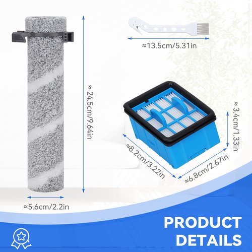 3930F Brush Roll Filter Replacement for Bissell Crosswave OmniForce Edge Cordless Multi-Surface Hard Floor Cleaner Wet Dry Vacuum 3930F/3933/v2/3999z, 3 Brush Rolls & 2 Filters Accessories