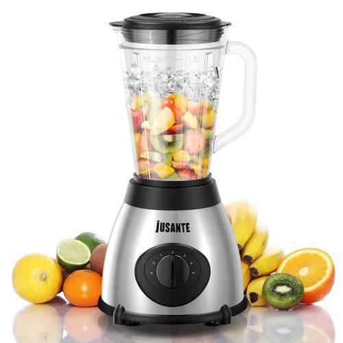 JUSANTE Blender for Smoothies, 1000W Glass Blender for Kitchen Countertop with 48oz Glass Jar Ice Crusher or Juice, Milkshake, Dessert