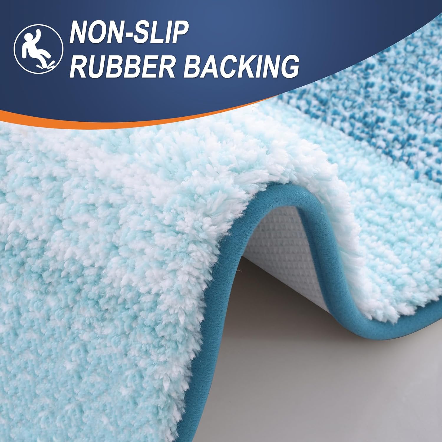 OLANLY Bathroom Runner Rug - Extra Soft Microfiber Mat, Quick Dry & Washable | 70x24, Peacock Blue