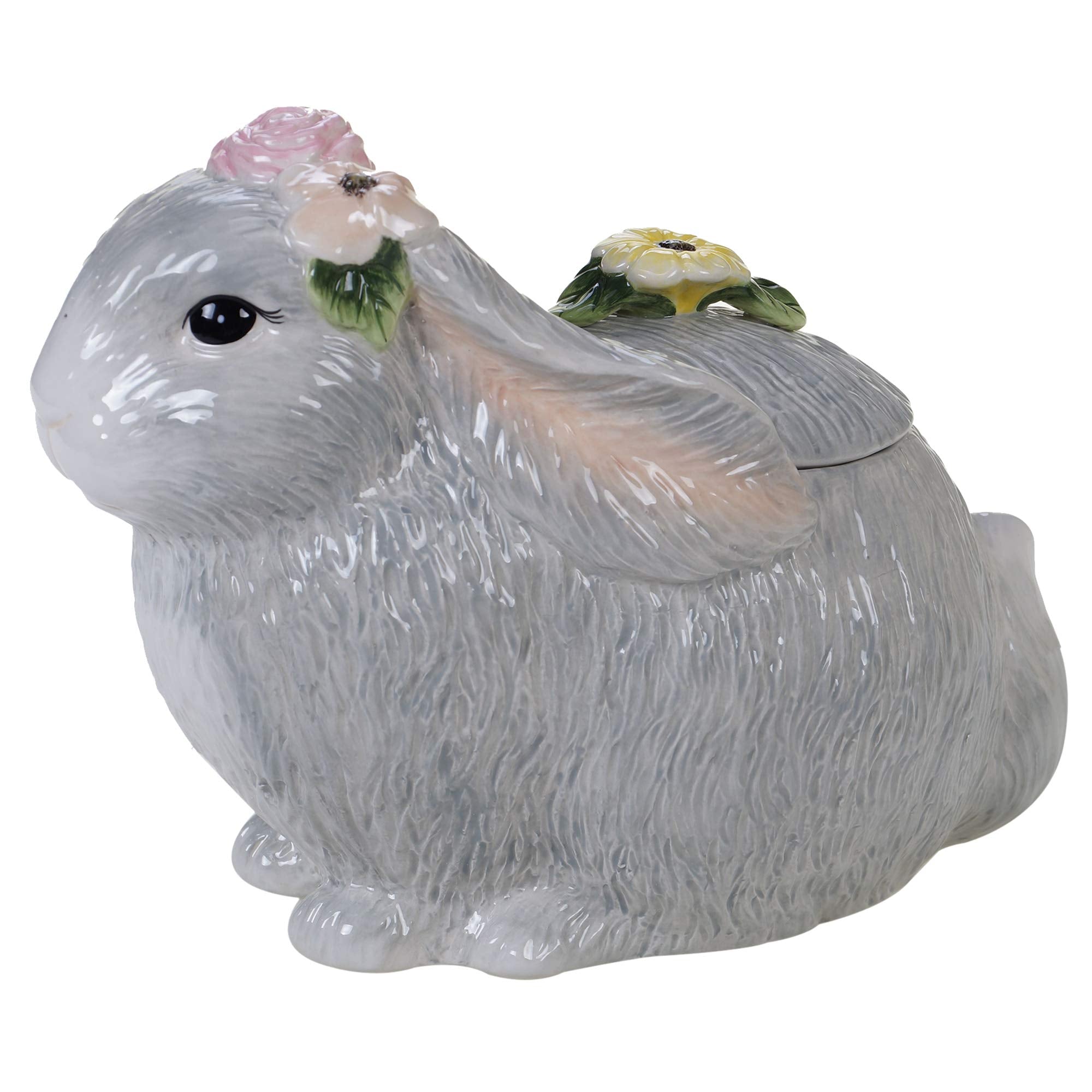 Sweet Bunny 3D BUNNY COOKIE JAR, 8 Inch Hand-Painted Ceramic Canister, Easter Bunny Kitchen Decor, Spring Countertop Storage for Cookies, Treats, and Sweets