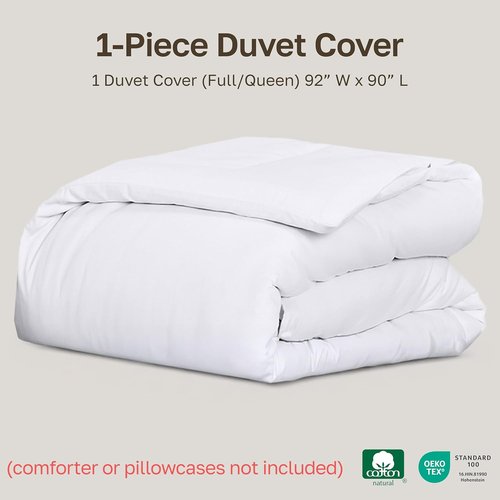 California Design Den Duvet Cover - Award-Winning 400 Thread Count Sateen, 100% Cotton | Queen/Full Size - White