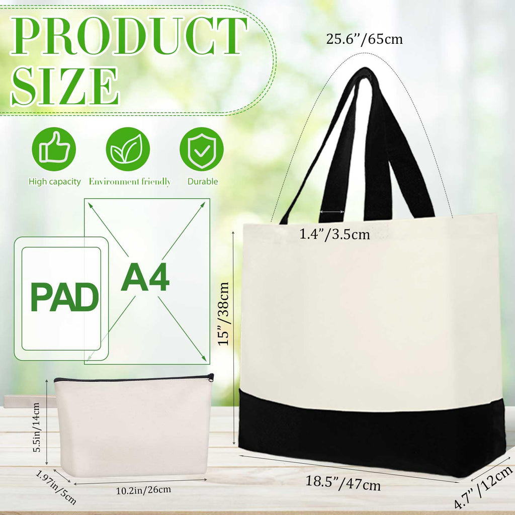 Sanwuta 24 Pcs Canvas Tote Bags Bulk 18.5" Cotton Cosmetic Bags Reusable Shopping Tote with Handles(Multicolor)