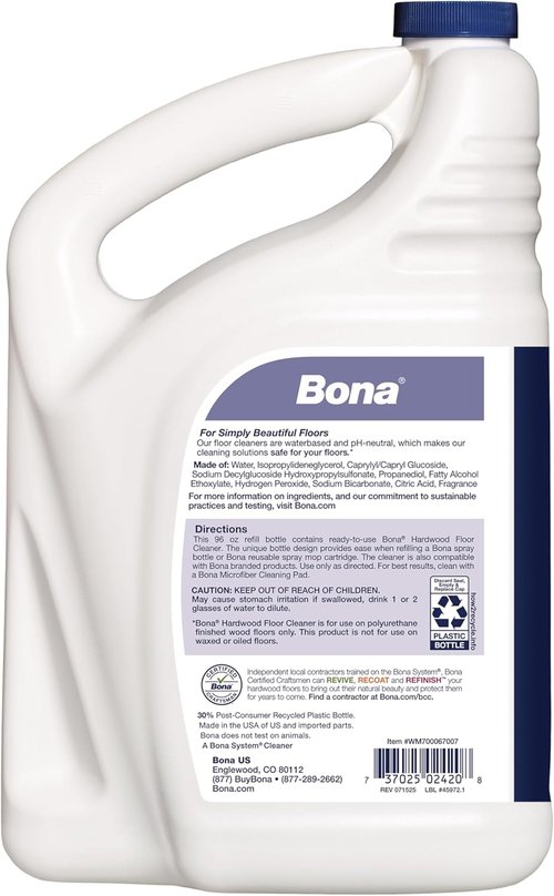 Bona Hardwood Floor Cleaner Refill - 96 Fl Oz - Lavender Thyme Scent | Residue-Free Solution for Wood Floors