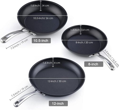 Cooks Standard 8-Inch Nonstick Omelet Pan - Classic Hard Anodized Saute Skillet in Black