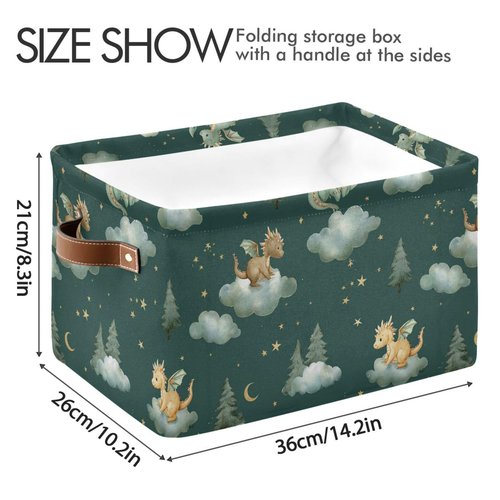 Pfrewn Storage Basket Bins Foldable Laundry Hamper Toy Dragon Baby Animals Retro Storage Bins Box Organizer for Home Boys Girls Office Closet Shelf Nursery Baskets,1 pcs