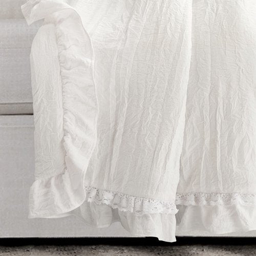 Lush Decor Ella Ruffle Lace Throw Blanket, 50" W x 60" L, White - Coquette Throw Blankets for Bed - Couch Blanket - Ruffled Throw Blanket for Couch