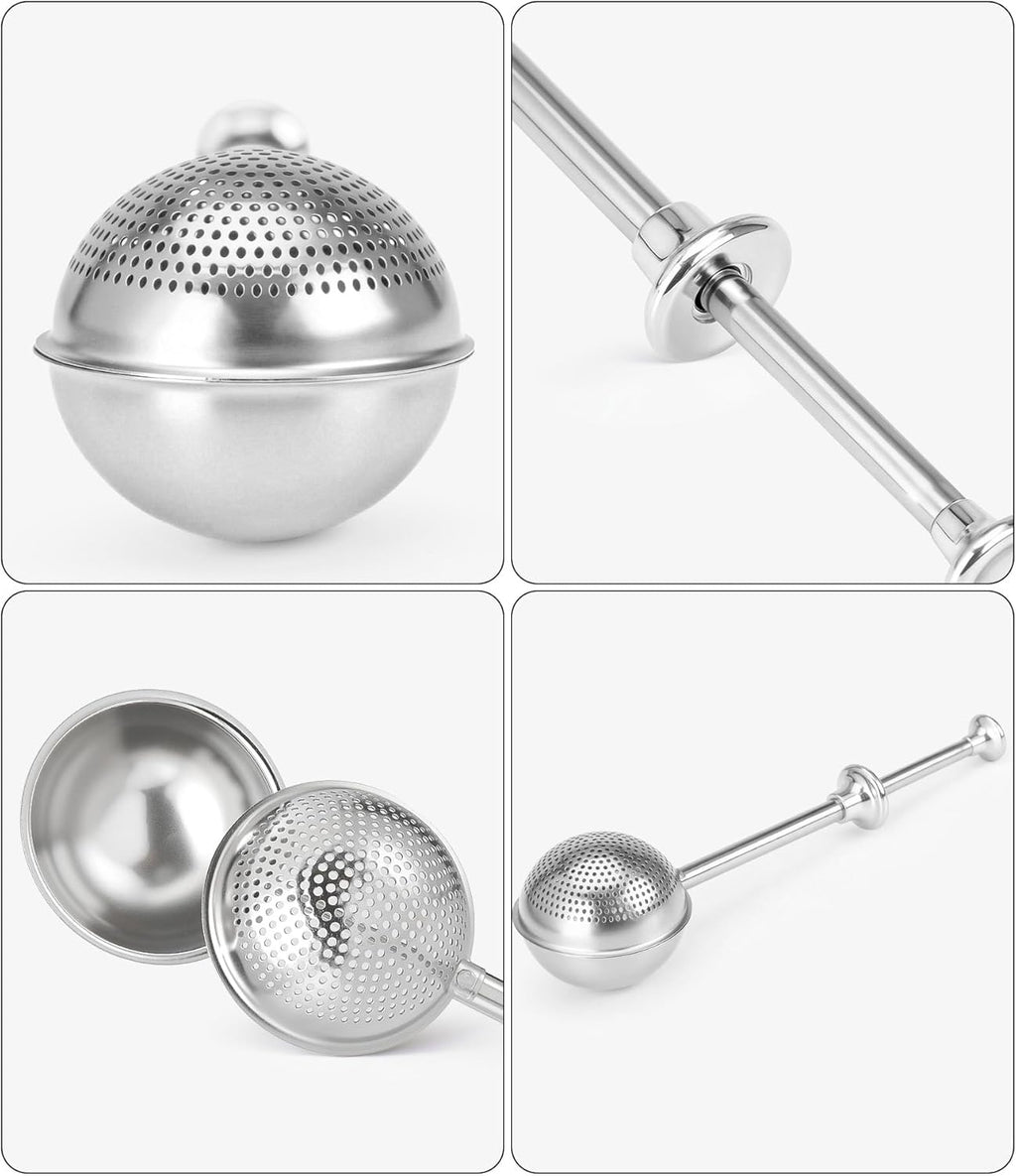 Skiennix Flour Duster - Stainless Steel Baking Sifter with One-Handed Spring Handle | Fine Mesh for Even Dusting