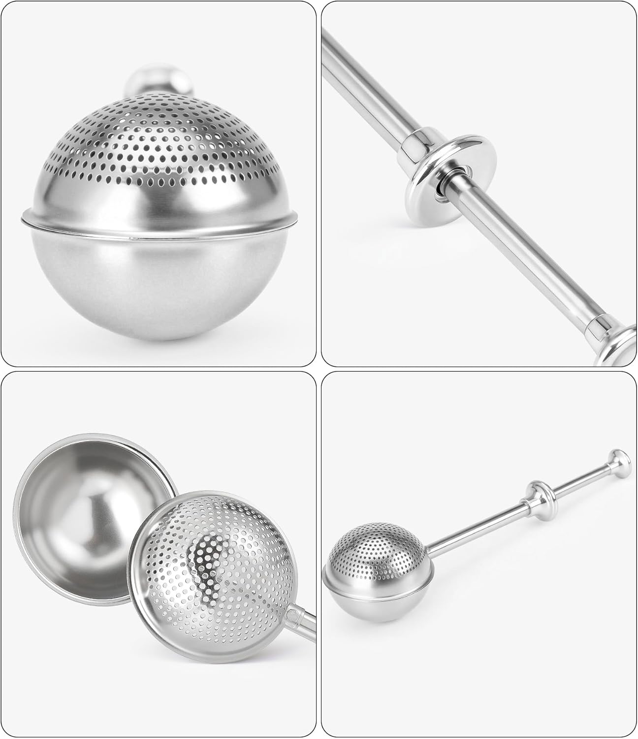 Skiennix Flour Duster - Stainless Steel Baking Sifter with One-Handed Spring Handle | Fine Mesh for Even Dusting