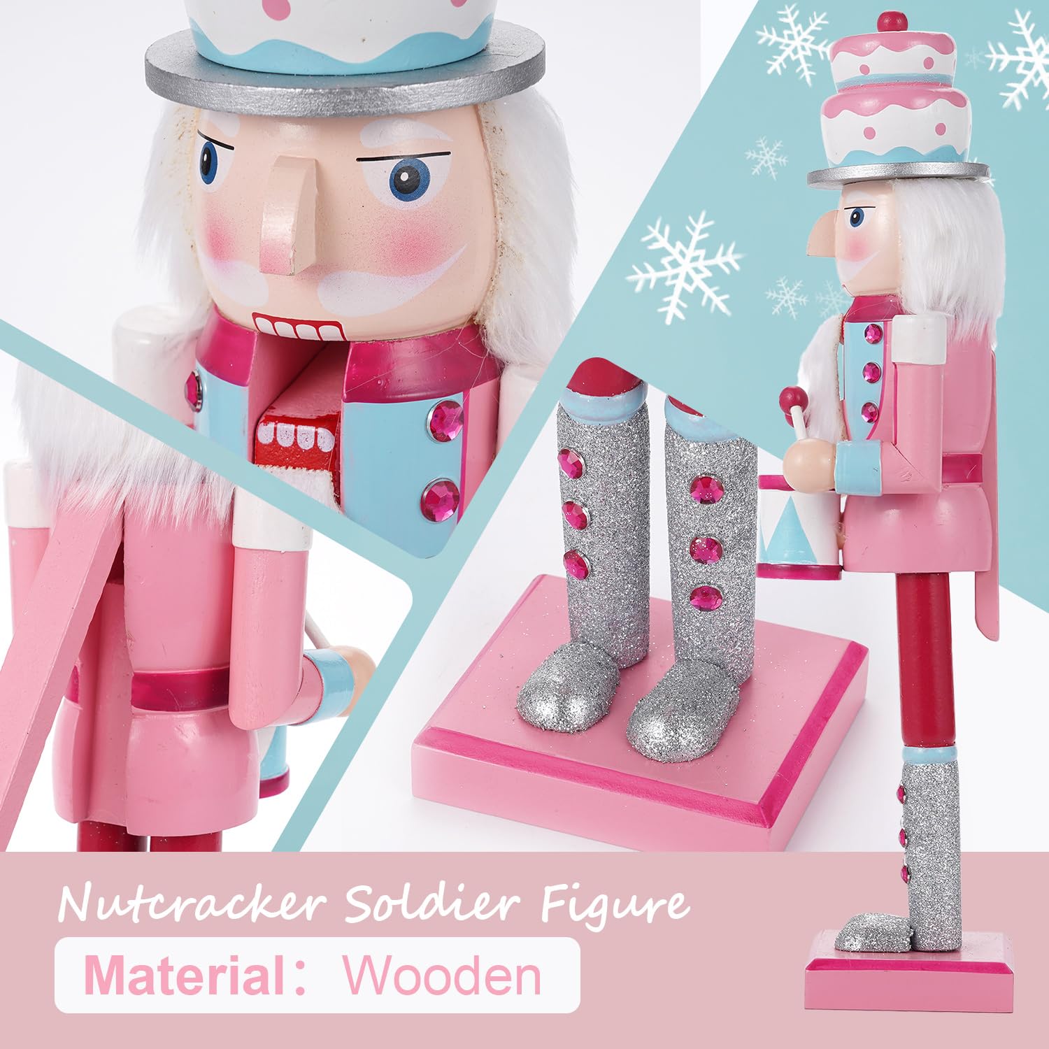 Christmas Decorations Nutcracker Ornaments,15 inch Traditional Wooden Nutcracker Figures Soldier,Festive Christmas Nutcracker Gift