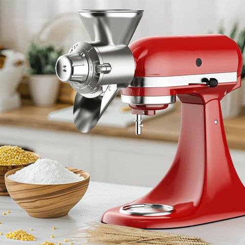 Grain Mill Attachment for Kitchenaid Stand Mixer, 9 Levels Flour Mill, Grain Mill for Flour, Fit for Non-Oily Dry Grain Corn, Coffee Bean Grinder, Oats, Millet, Wheat