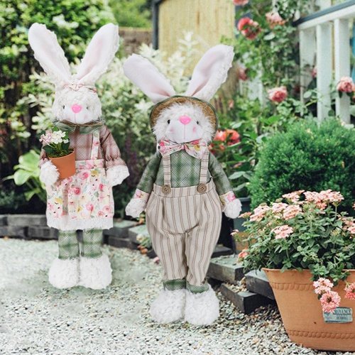 LYFJMUS Easter Bunny Decorations - 30-Inch Large Standing Rabbit Statues for Spring Home Decor | 2 Pack