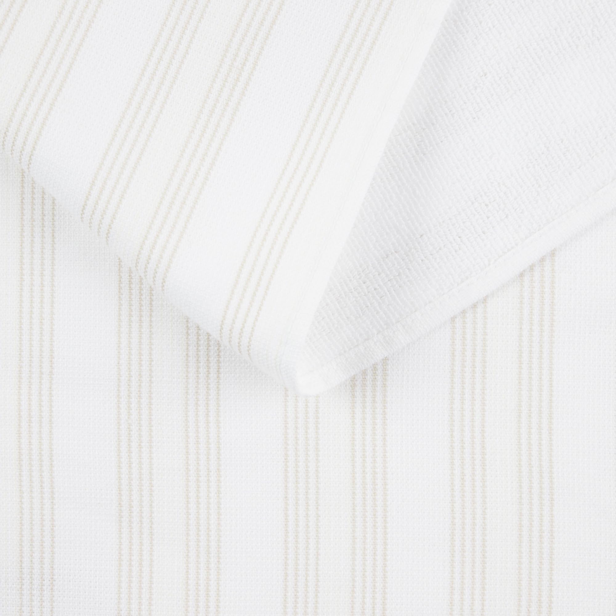 KitchenAid Chambray Stripe Kitchen Towels 8-Pack, Absorbent 100% Woven Cotton, Milkshake/White, 17”x28”