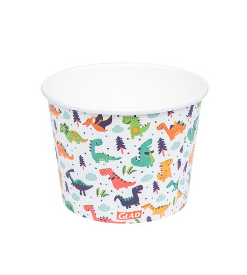 Glad for Kids Dinosaurs Paper Snack Bowls, Colorful Heavy Duty Microwave Safe Disposable Bowls for Soup, Ice Cream, and Snacks, Lids Not Included, Multicolor, Party Pack, 12 Oz, 20 Count - 24 Pack