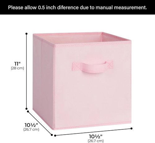 Cupic Cupid Storage Cubes - 11x11 Open Bins with Handles | 6-Pack Collapsible Organizer for Clothes & Toys - Pink