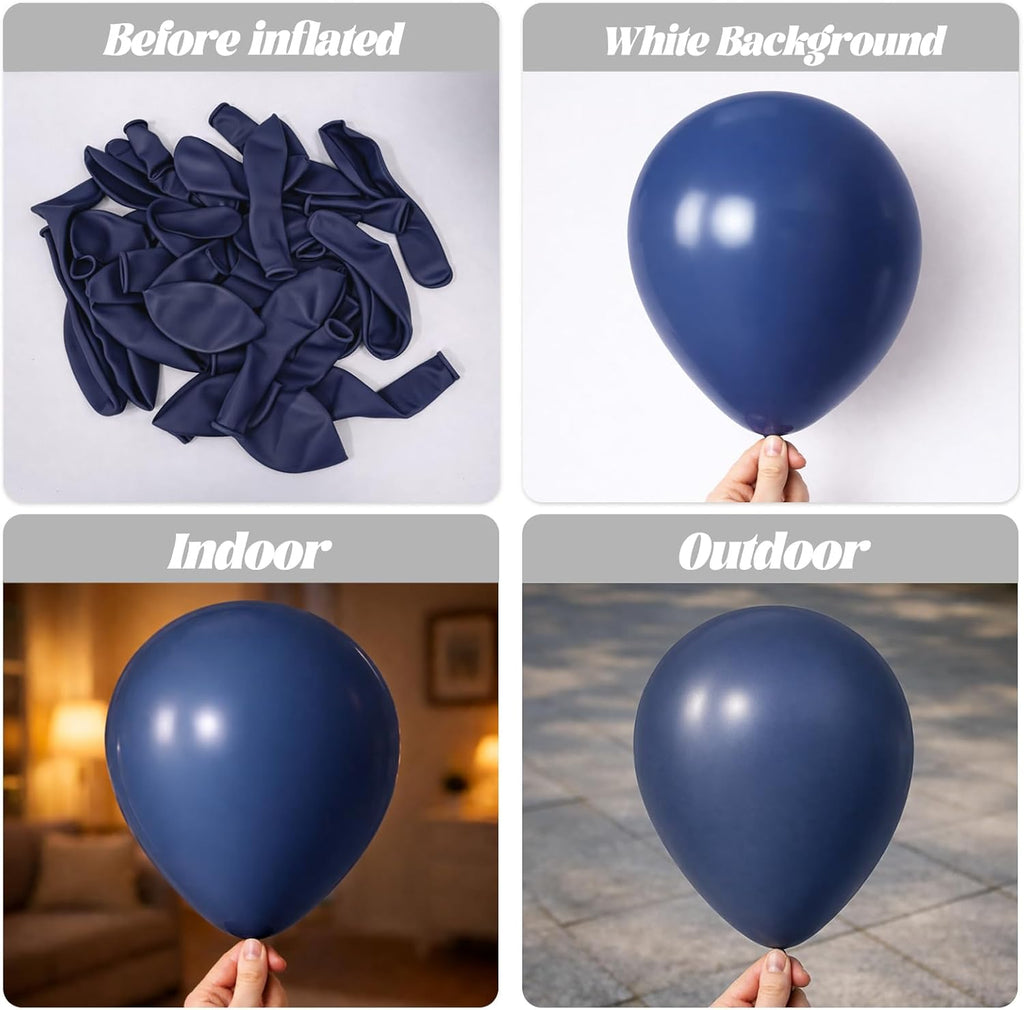 Voircoloria Navy Blue Balloons - 110pcs 12-Inch Dark Blue Latex for Graduation, Weddings & Parties