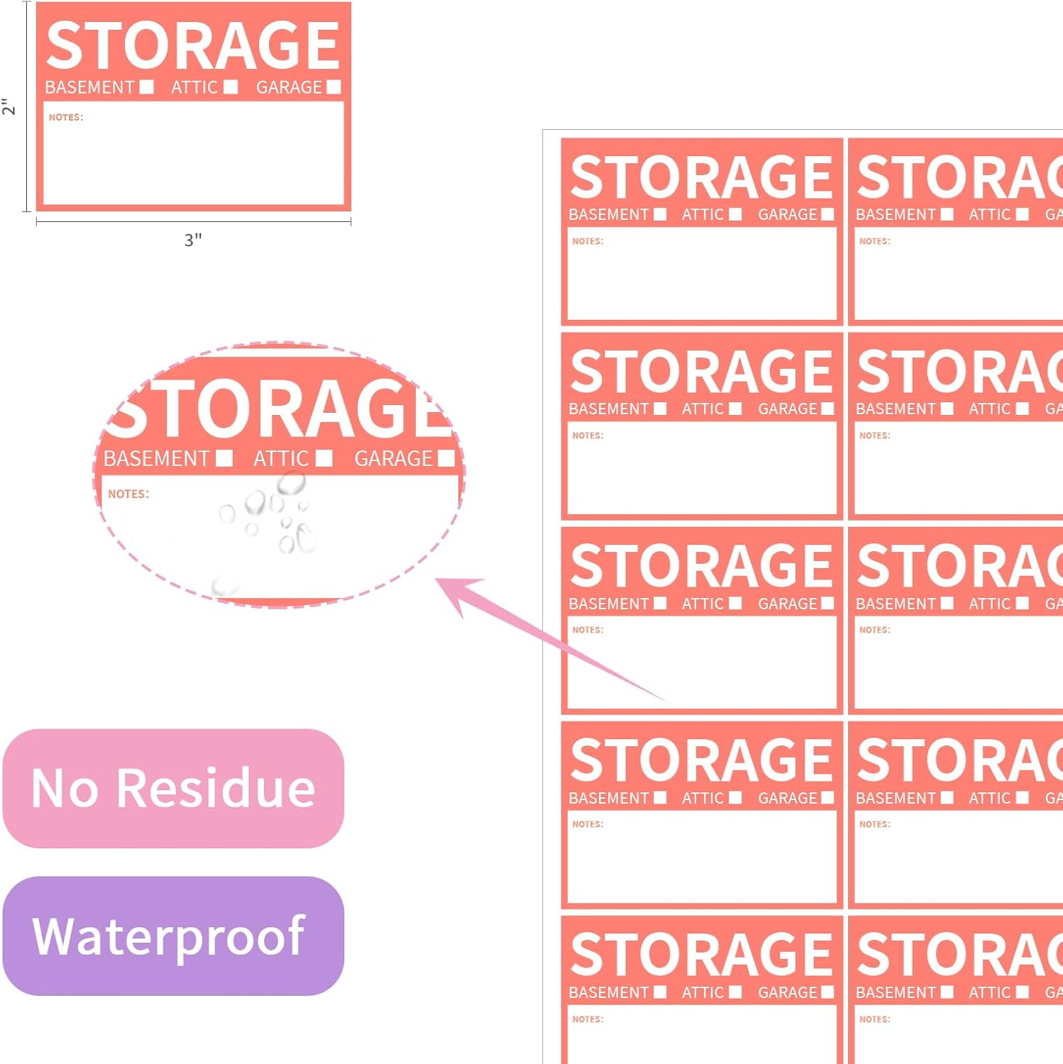 Ououstate 300 Count Removable Moving Box Packing Labels - Waterproof Color-Coded Stickers for Easy Organization