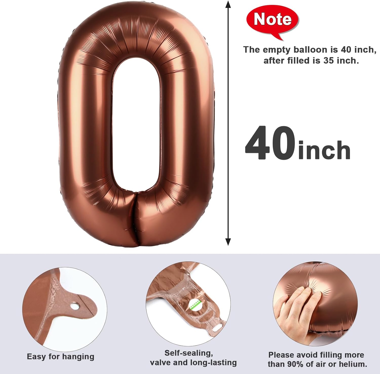 Number Balloons | 40 Inch Coffee Brown 1 Balloon for 1st Birthday Party Decorations