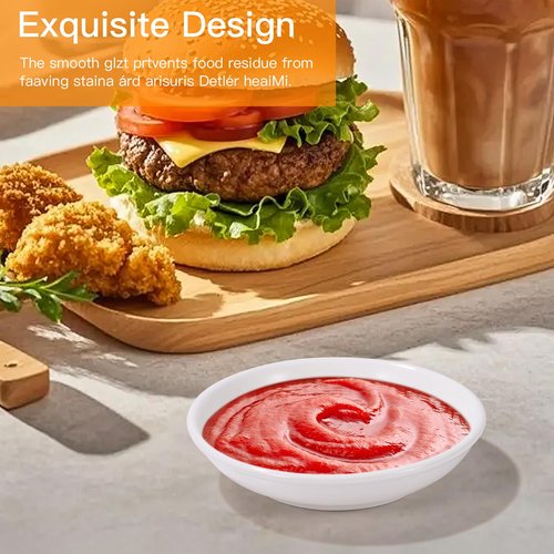 CQSYWQING 6 Pcs Ceramic Dipping Sauce Dish Set - Small Condiment Bowls for Soy Sauce Dish, Sushi, Ketchup, Snacks - Perfect for Parties, Restaurants, Home - Durable Ceramic - Dishwasher Safe