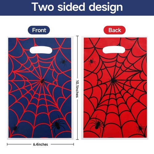 ADARRO 40PCS Spider Wed Party Favor Bags, Red & Blue Cartoon Goodie Candy Bags for Birthday Party Supplies