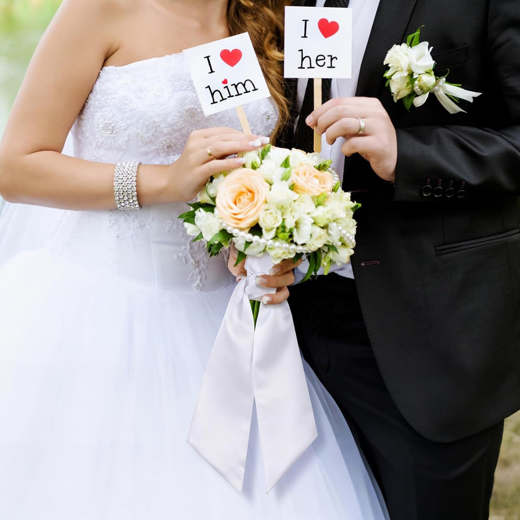VitalCozy Wedding Bouquet Sash - Elegant Satin Plain White Wreath for Indoor/Outdoor Decor