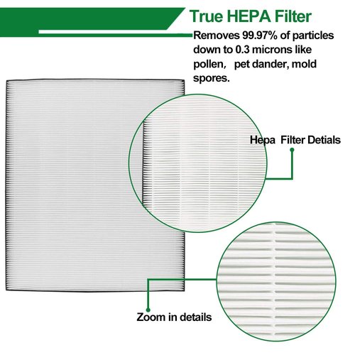 Replacement Post and Carbon Pre Filter compatible for Bissell Air400 Air Cleaner Purifier, 1 Pack 2521 Post Filter, 1 Pack 2520 Carbon and 1 Pre Filter, Compared to Part # 2521 and 2520