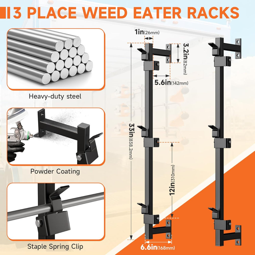 Trimmer Rack for Enclosed Trailers - Secure Weed Eater Holder & Landscape Equipment Storage