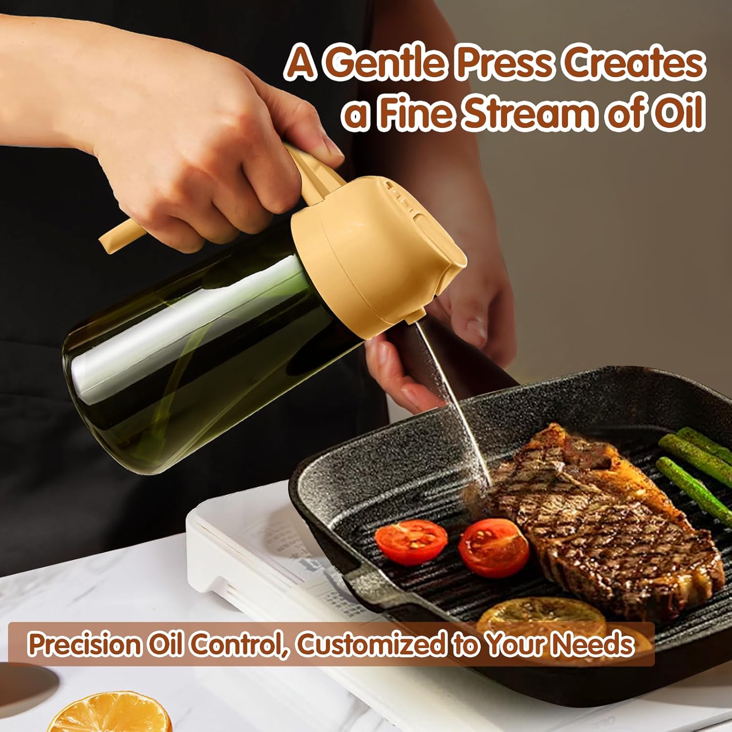 YARRAMATE Dark Green Glass Oil Sprayer - 2-in-1 Light-Blocking Cooking Dispenser | 16oz Food-Grade Mister