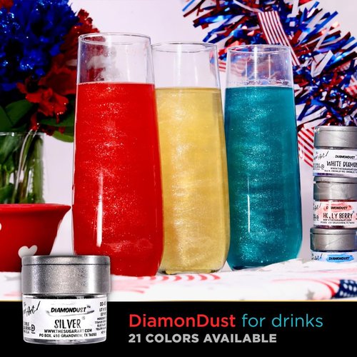 DiamonDust by The Sugar Art | White Diamond Edible Glitter for Drinks & Desserts | 100% Food-Safe, Vegan, 4g