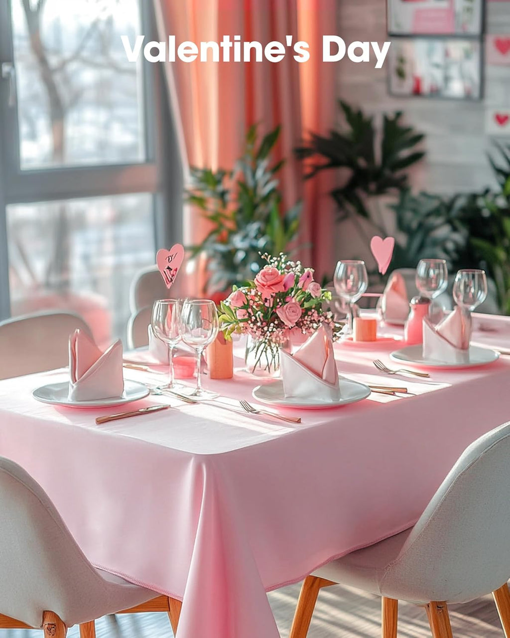Pureegg Disposable Plastic Tablecloths - 10 Pack, 54 x 108 Inch, Leakproof & Sturdy, Pink for Easter & Celebrations