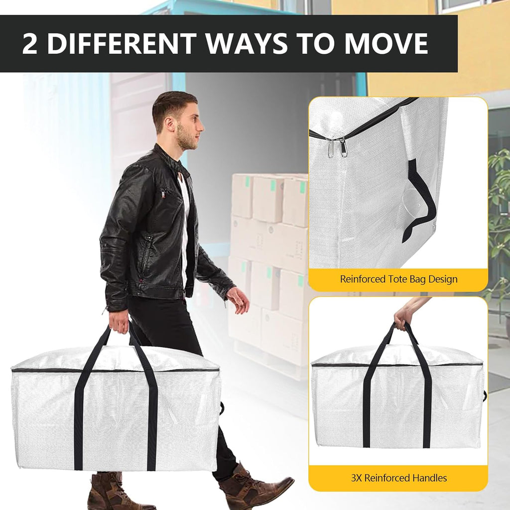Skiennix Extra Large Storage Bags Set - Heavy Duty Waterproof Moving Totes with Handles | 6 Bags & 10 Vacuum Seal Bags