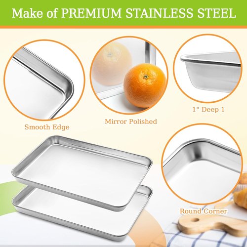 CEKEE Stainless Steel Baking Sheets - Heavy Duty 2-Piece Set | Easy Clean, 12.59 x 9.84 x 1 Inch