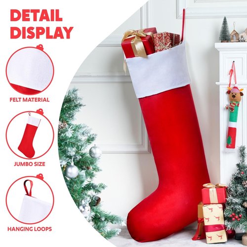 JOYIN 43" Jumbo Christmas Stockings, Soft Giant Xmas Decor, Personalized Red Christmas Felt Stockings for Kids Adults Family Xmas Party Decorations Gifts