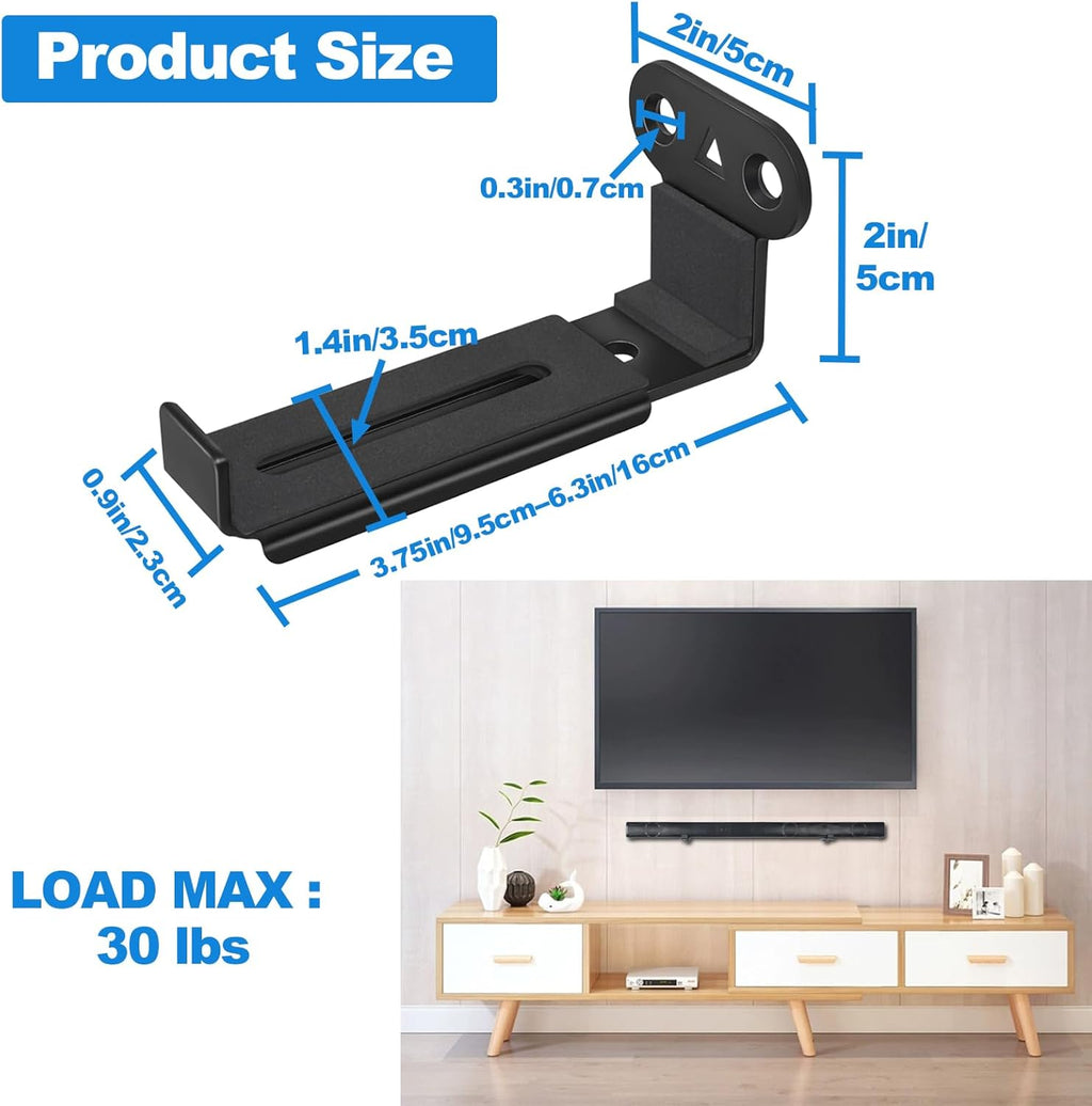 **Sonos Soundbar Wall Mount - All Metal Adjustable Design for TVs | Holds Up to 30 lbs, Black, 2 Packs**
