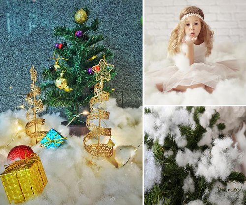 liamasum Christmas Fake Snow Decor, 14oz Fiber Cotton Artificial Snow Fluffy Indoor Decoration Holiday Winter Decor, Winter Mantle Village Displays, Nativity, Xmas Decoration