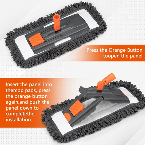 Dust Mop for Floor Cleaning with 3 Washable Pads and 55” Long Stainless Steel Handle,Microfiber Mop for Hardwood Floors, Tile, Marble Floors (Dust Mop)